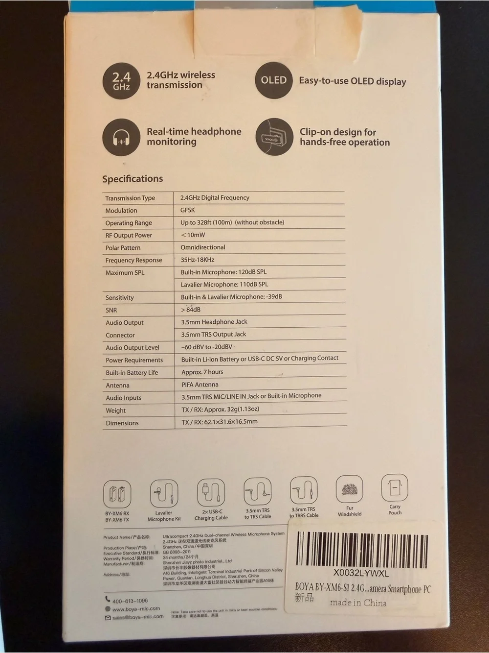 Boya microphone wireless lavalier